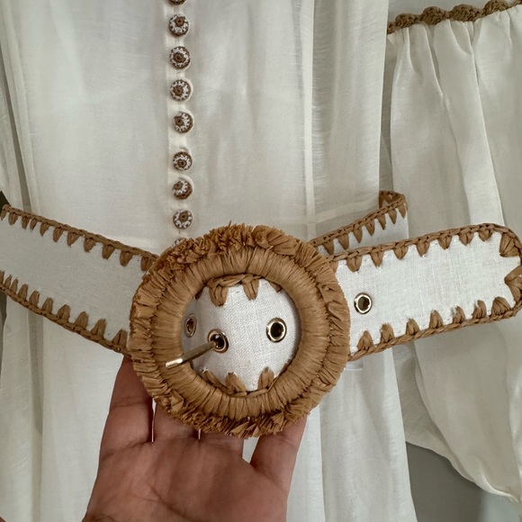 Zimmermann Postcard Belted Broderie Anglaise Linen and Silk Blend Midi Dress - Picture 5 of 16